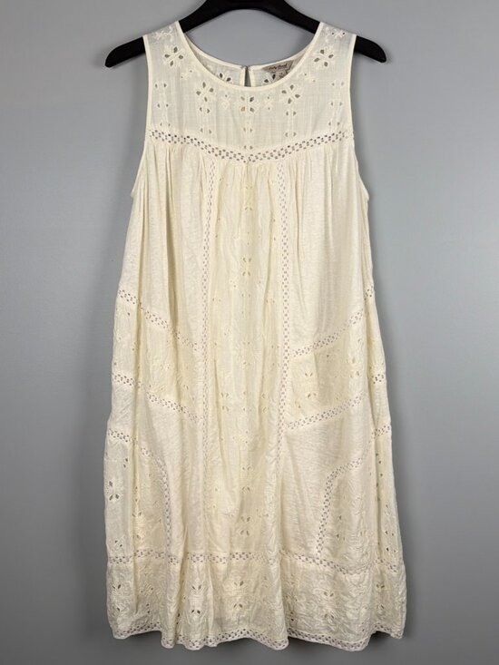 Lucky Brand Dresses & Skirts - Lucky Brand Dress Women 1X Ivory Eyelet Linen Blend Beach Lined Boho Country